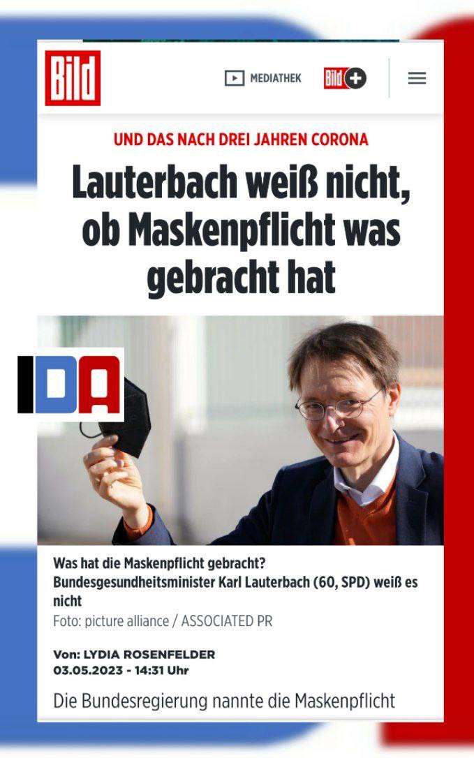 Read more about the article Lauterbach kann wissenschaftlich NICHT belegen, daß Maskenzwang was gebracht hat.