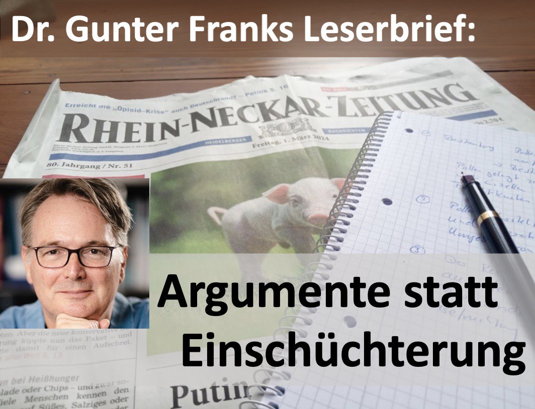 Read more about the article Dr. Gunter Frank: Leserbrief an die Rhein-Neckar-Zeitung